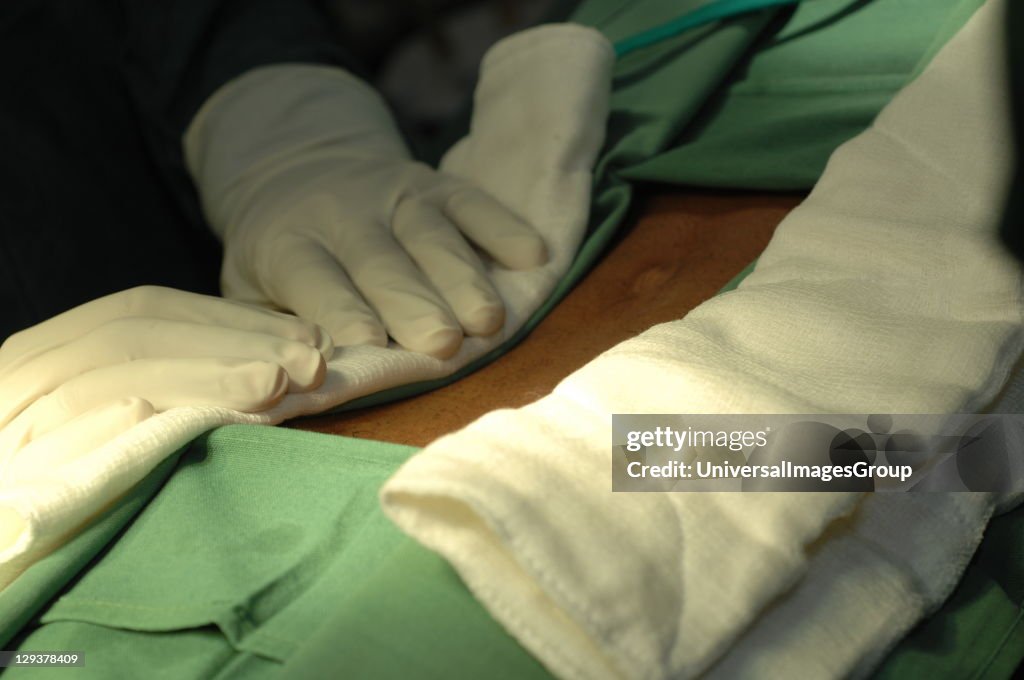 Patient prepared for laparotomy