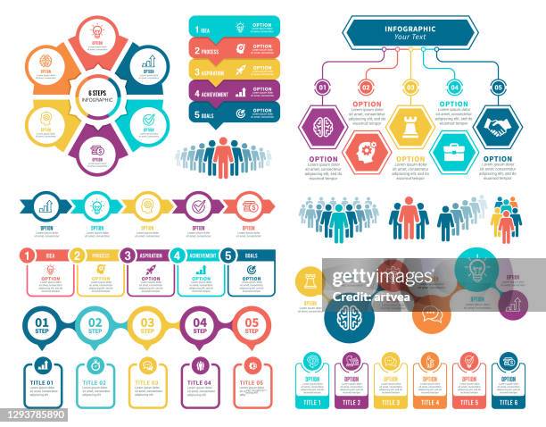 ilustrações, clipart, desenhos animados e ícones de conjunto de elementos infográficos - numero 6