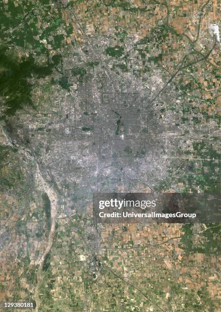 Beijing, People's Republic of China. True colour satellite image of Beijing, capital city of the People's Republic of China. Image taken on 1 July...