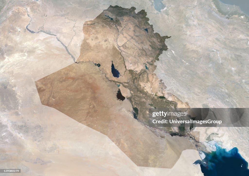 Iraq, True Colour Satellite Image With Mask