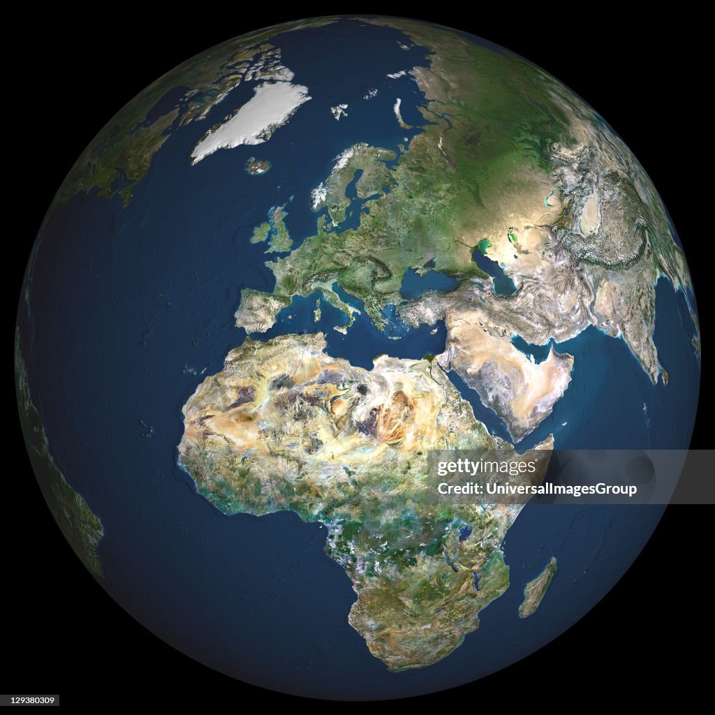 Globe Europe, True Colour Satellite Image