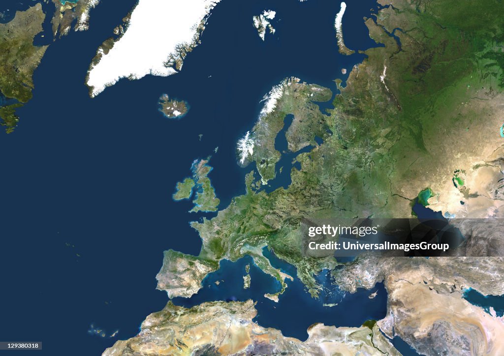 Continental Europe, True Colour Satellite Image