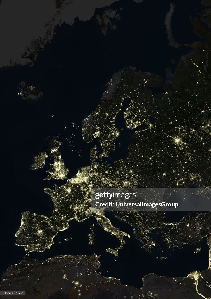 Europe At Night, True Colour Satellite Image