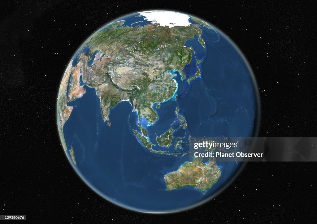 True Color Image True colour satellite image of the Earth centred on Asia and Oceania ...