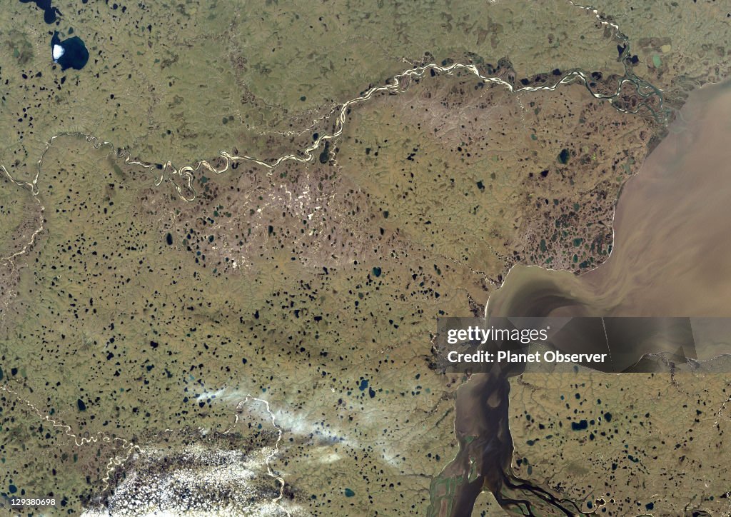 Khatanga Delta, Siberia, Russia, True Colour Satellite Image