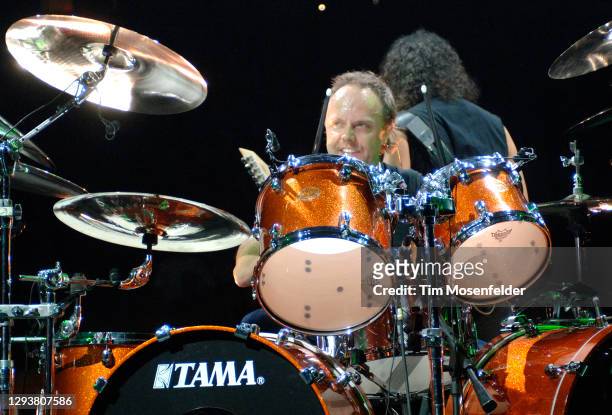 Lars Ulrich of Metallica performs at Save Mart Center on December 13, 2008 in Fresno, California.