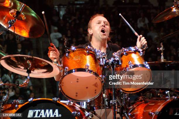 Lars Ulrich of Metallica performs at Save Mart Center on December 13, 2008 in Fresno, California.