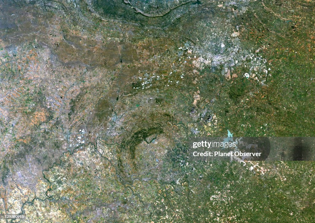 Vredefort Meteor Impact Crater, South Africa, True Colour Satellite Image
