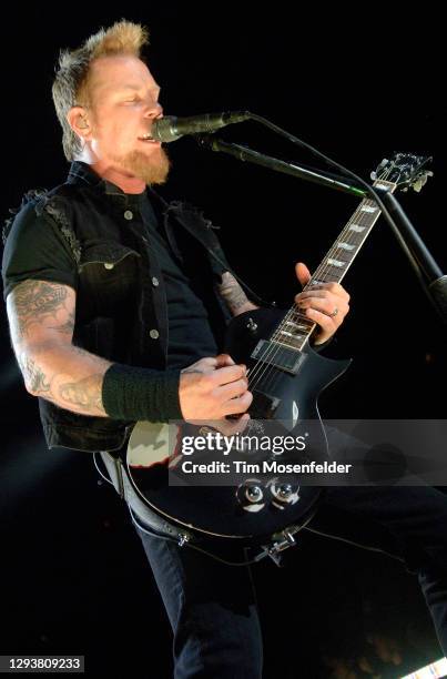 James Hetfield of Metallica performs at Save Mart Center on December 13, 2008 in Fresno, California.