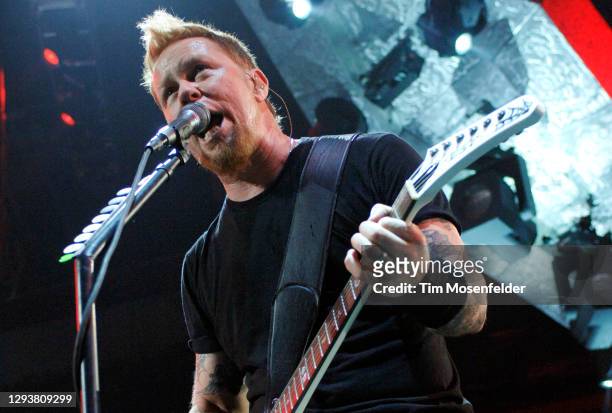 James Hetfield of Metallica performs at Save Mart Center on December 13, 2008 in Fresno, California.