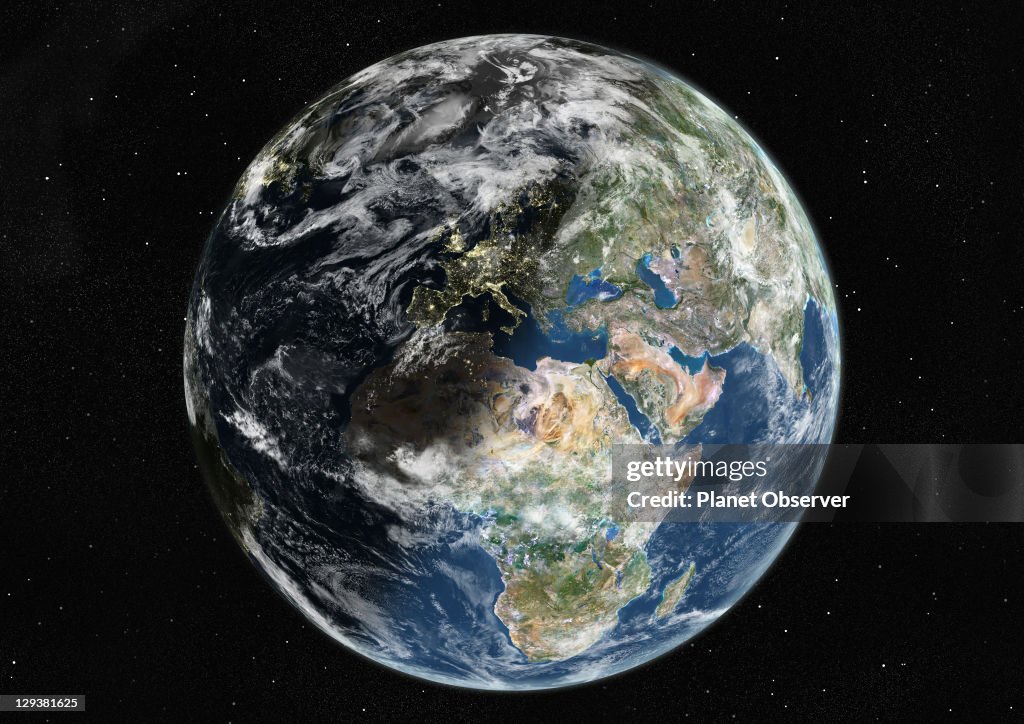 True Color Image True colour satellite image of the Earth centred on Europe and Africa ...