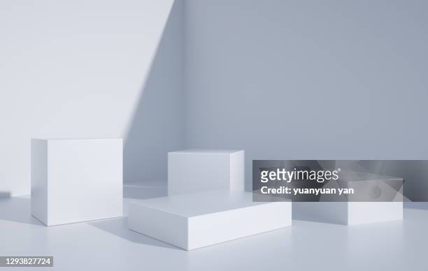 3d rendering exhibition background - cube shape fotografías e imágenes de stock