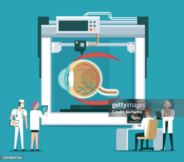 bioprinter konzept - eyeball - cornea stock-grafiken, -clipart, -cartoons und -symbole