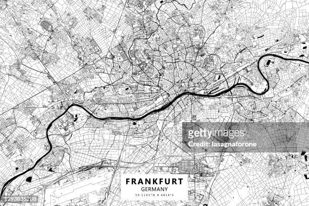 frankfurt, deutschland vektorkarte - topographie stock-grafiken, -clipart, -cartoons und -symbole