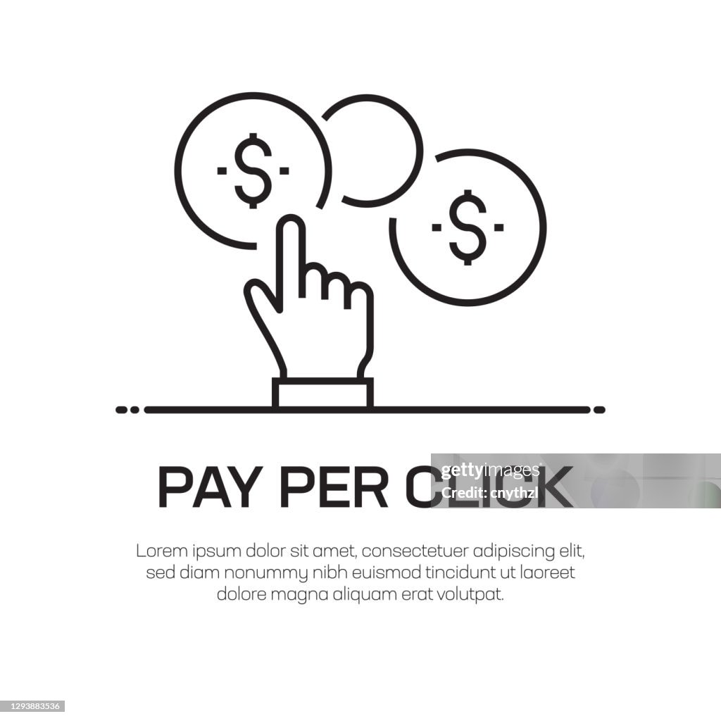 Pay Per Click Vector Line Icon - Simple Thin Line Icon, Premium Quality Design Element