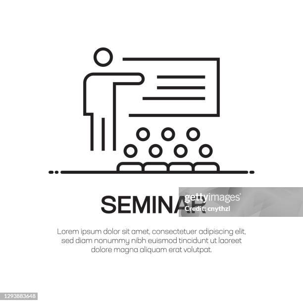 seminar vector line icon - simple thin line icon, premium quality design element - attendance stock illustrations