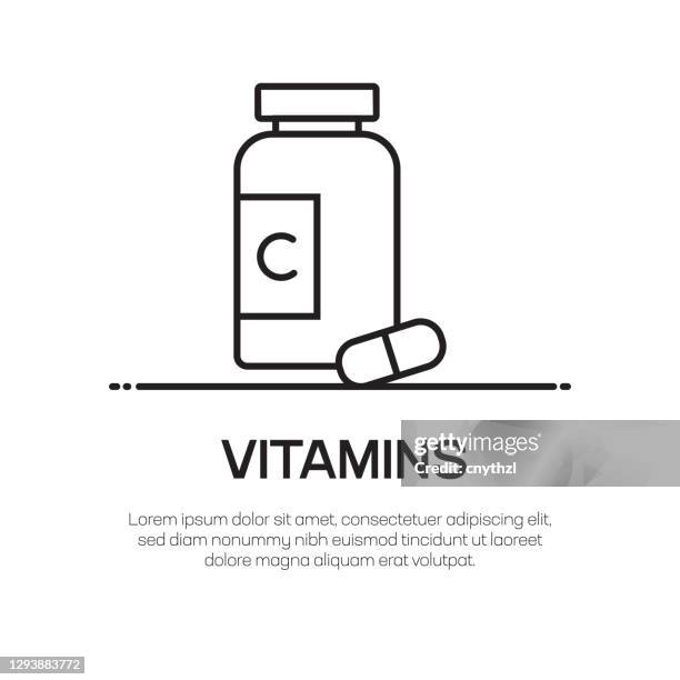 vitamin vector line icon - simple thin line icon, premium quality design element - taking medicine stock illustrations