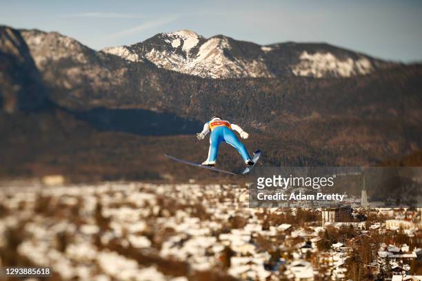 Halvor Egner Granerud of Norway competes during the Qualification at the Four Hills Tournament 2020 Garmisch-Partenkirchen at the Olympiaschanze on...
