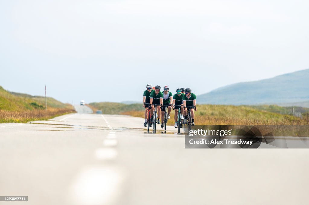 Cyclists riding the North Coast 500 route around Scotland