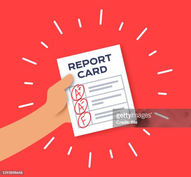 school report card with grades - failure stock illustrations