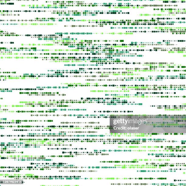 small squares, different sizes, different green colors, in lines as textile - digitalization background stock illustrations