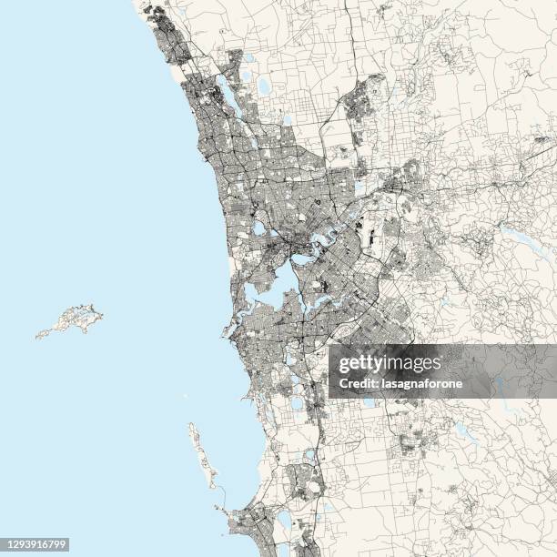 illustrations, cliparts, dessins animés et icônes de perth, australie vector carte - perth