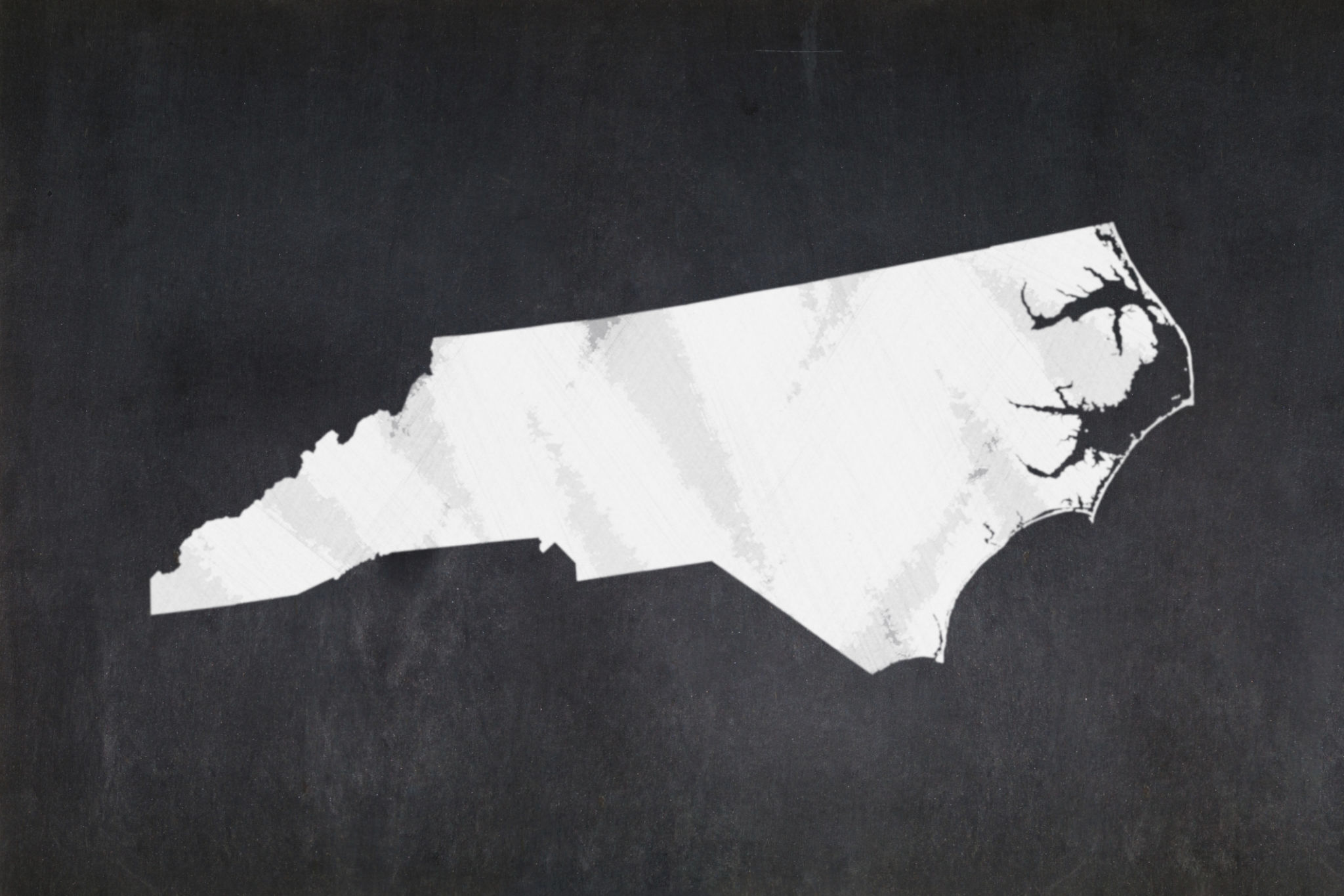 Map of the State of North Carolina drawn on a blackboard Map of the State of North Carolina drawn on a blackboard