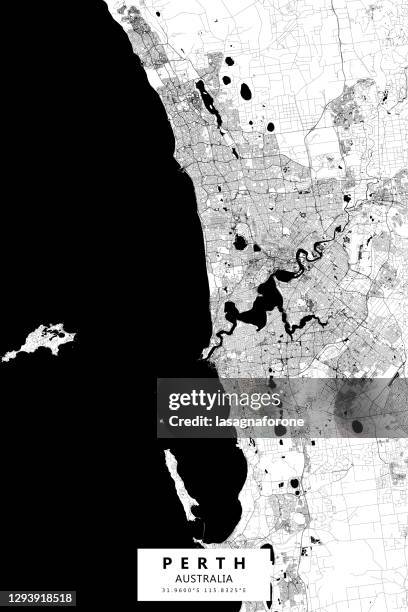 perth, australia vector map - rottnest island stock illustrations