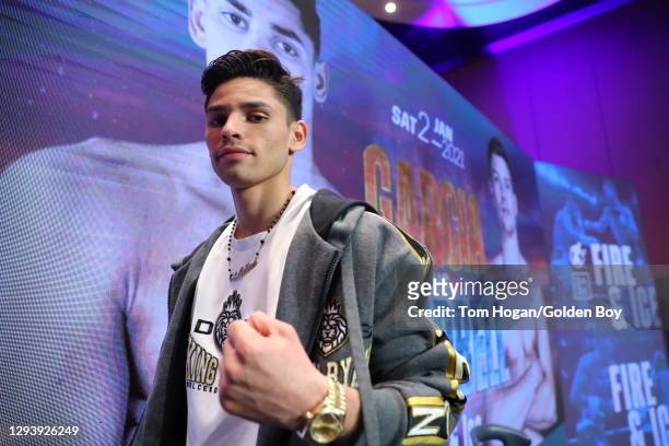 Ryan Garcia during a press conference prior to his fight v Luke Campbell on December 31, 2020 in Dallas, Texas.