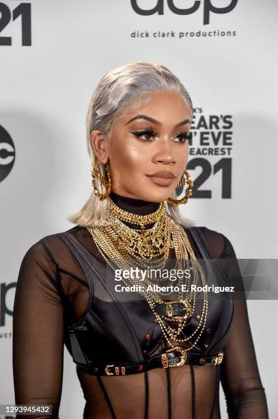 31st: In this image released on December 31, Saweetie arrives at Dick Clark's New Year's Rockin' Eve with Ryan Seacrest 2021 broadcast on December...