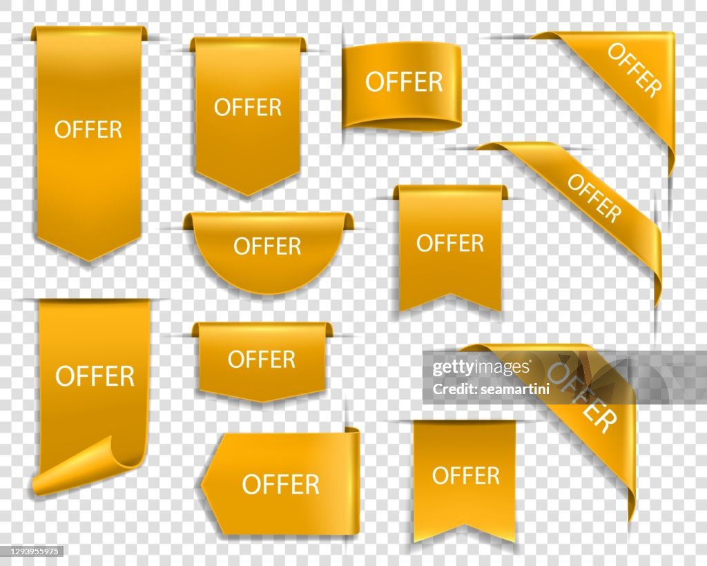Sample Price Ribbon Golden Ribbons Banners Gold Price Offer Labels High-Res Vector Graphic ...