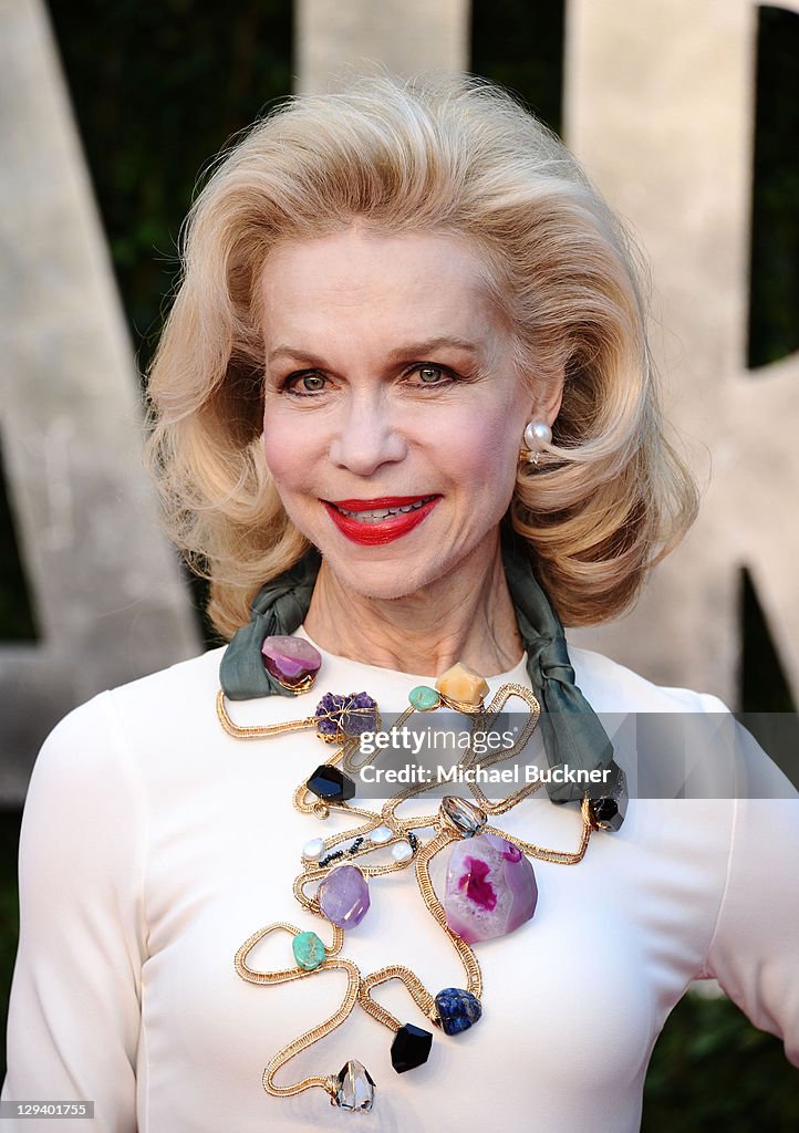 Socialite Lynn Wyatt arrives at the Vanity Fair Oscar party hosted by