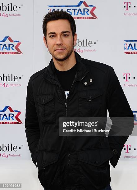 Actor Zachary Levi arrives at the T-Mobile Magenta Carpet at the 2011 NBA All-Star Game at L.A. Live on February 20, 2011 in Los Angeles, California.