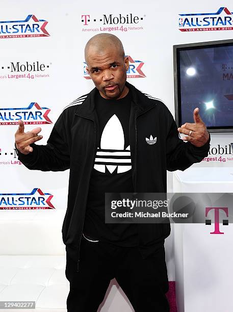 Musician Darryl McDaniels arrives at the T-Mobile Magenta Carpet at the 2011 NBA All-Star Game at L.A. Live on February 20, 2011 in Los Angeles,...