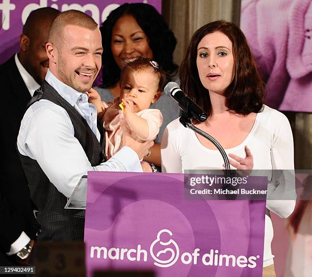 Actor Joey Lawrence, daughter Liberty Grace Lawrence, and wife Chandie Yawn-Nelson attend the March of Dimes Foundation & Samantha Harris Host 5th...