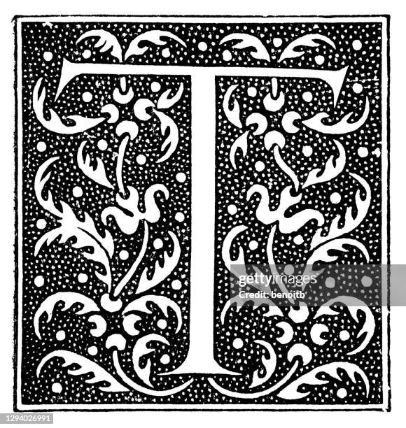 Scripted Letter T Illuminated Manuscript Letter T Photos and Premium High Res Pictures ...