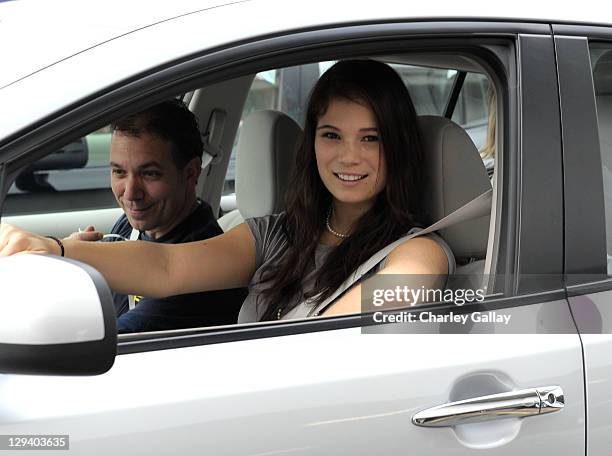 Actress Katelyn Pippy attends the Nissan LEAF Drive Electric Tour Sneak Preview at Westfield Century City on October 21, 2010 in Los Angeles,...