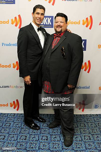 President Jarrett Barrios and designer Chris March attend the 22nd Annual GLAAD Media Awards presented by ROKK Vodka at Marriott Marquis Times Square...