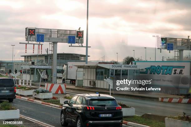 French customs desk at the Eurotunnel site as part of the visit of as part of the visit of Olivier Dussopt, Minister Delegate to the Minister of the...