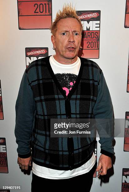 John Lydon poses in the press room during the NME Awards 2011 at Brixton Academy on February 23, 2011 in London, England.