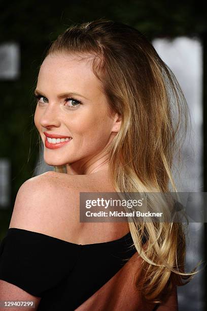 Sports Illustrated swimsuit model Anne V arrives at the Vanity Fair Oscar party hosted by Graydon Carter held at Sunset Tower on February 27, 2011 in...