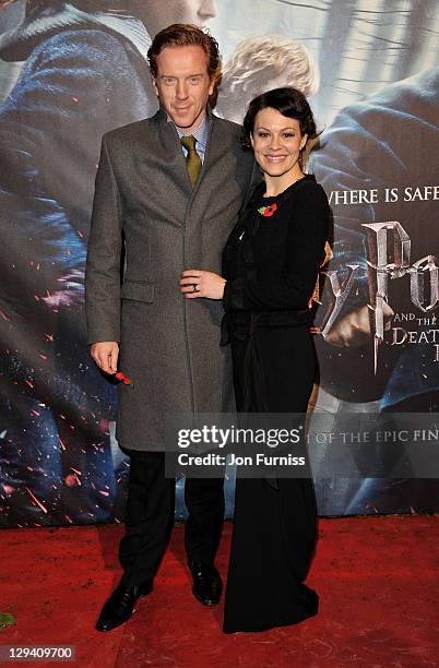 Actor Damian Lewis and actress Helen McCory attends the world premiere of "Harry Potter and The Deathly Hallows" at Odeon Leicester Square on...