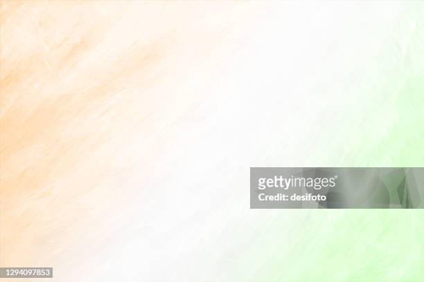 ilustraciones, imágenes clip art, dibujos animados e iconos de stock de colores de la bandera india- tricolor - fondos vectoriales horizontales de tres tonos pastel muy claros de azafrán, mezcla blanca y verde - tricolor
