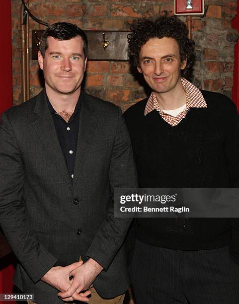 Actors Tom Patrick Stephens and John Keating attend the after party for the "The New York Idea" Off-Broadway opening night at Garage on January 26,...