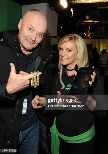 Actors Creed Bratton flashing new lia sophia bling and Jessica Colette checking out the new Samsung Galaxy Tab at the Samsung Galaxy Tab Lift on...