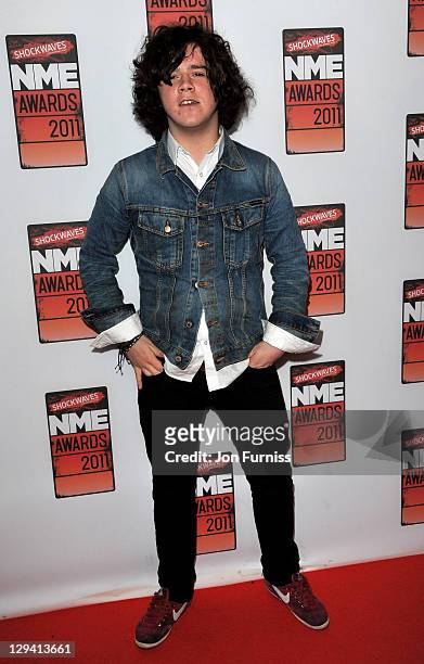 Kyle Falconer arrives for the NME Awards 2011 at Brixton Academy on February 23, 2011 in London, England.