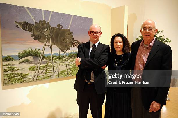 Bennett Simpson, MOCH associate curator, Ann Goldstein MOCH associate curator William Leavitt artist, at the MOCA media preview for William Leavitt:...