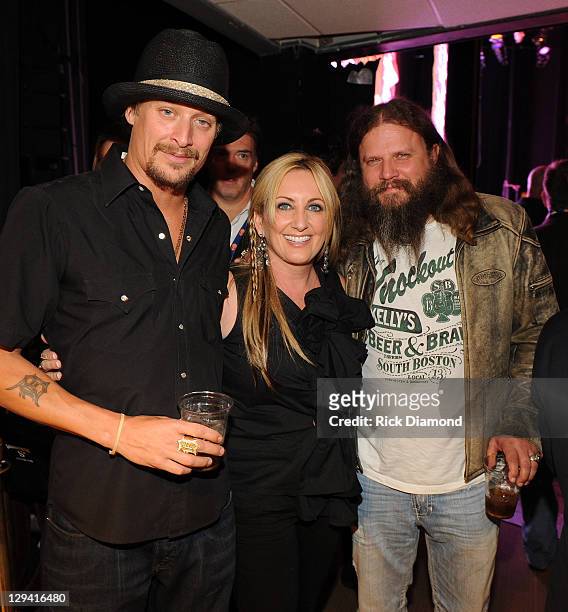 Kid Rock, Lee Ann Womack and Jamie Johnson backstage during the GRAMMY Salute to Country Music Honoring Loretta Lynn presented by Mastercard and...