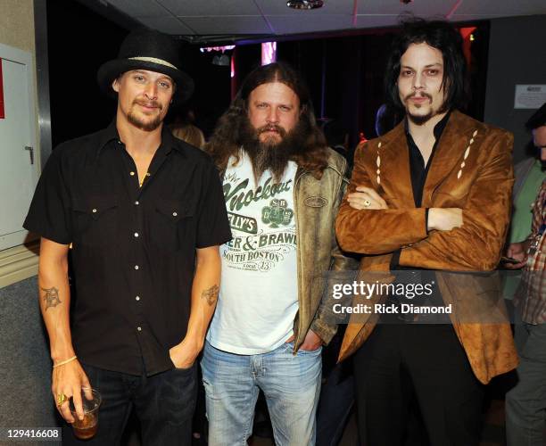 Kid Rock, Jamie Johnson and Jack White backstage during the GRAMMY Salute to Country Music Honoring Loretta Lynn presented by Mastercard and hosted...