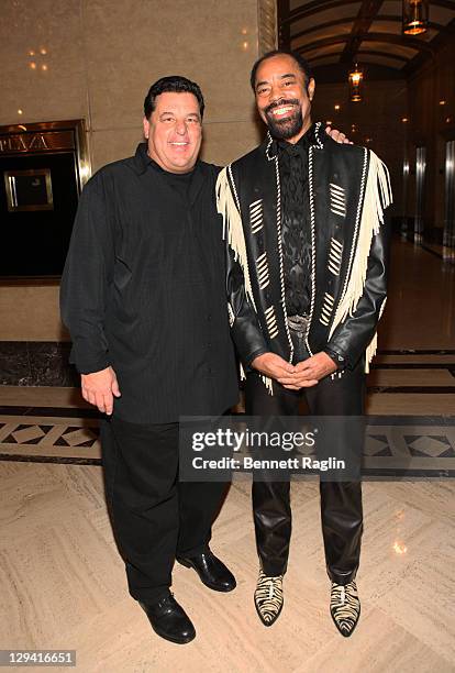 Actor Steven R. Schirripa and Walt Frazier attends the premiere of "The Summer of 86: The Rise and Fall of the World Champion Mets" at MSG Studios on...